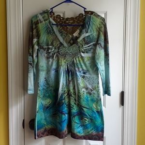 Peacock print blouse